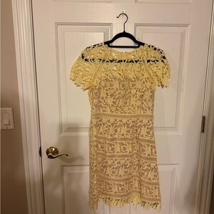 Eliza J Yellow Lace Mini Dress